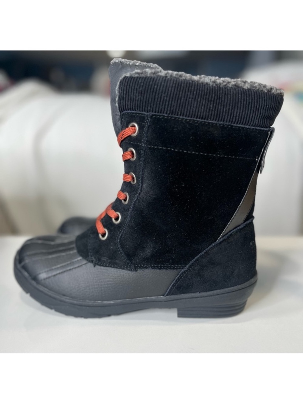 KHOMBU Kiara Women's Winter Boots Suede/Leather Black w Sherpa Lining-9